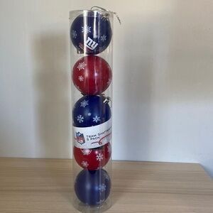 New York Giants NFL New! Shatterproof Balls Christmas Ornaments  set 5 pack